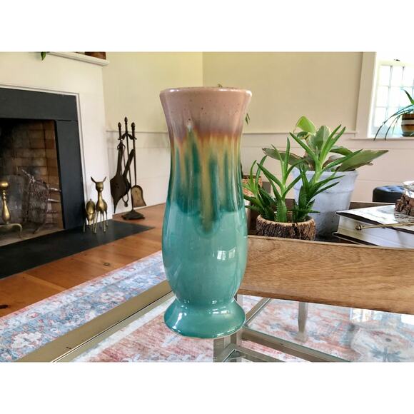 Vintage Studio Pottery Large Vase, Mid Century Pottery, Retro, Drip Glaze - Picture 2 of 9